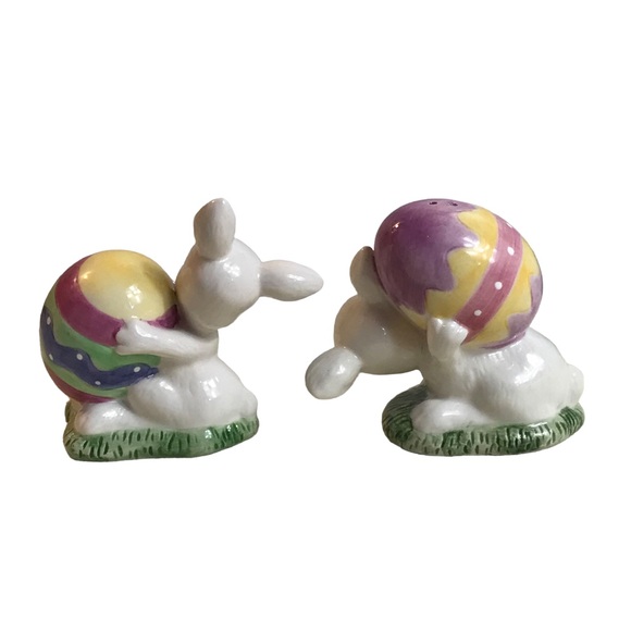 Fitz And Floyd Salt Pepper Shakers Easter Bunny Rabbits Eggs Spring Decorations - Picture 6 of 8